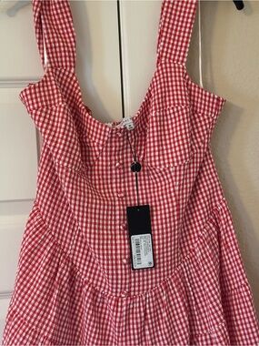Red Gingham Sundress with Button Front